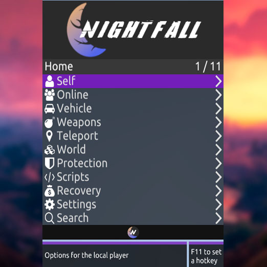 Modmenu de pago NightFall GTA V Online 1.67